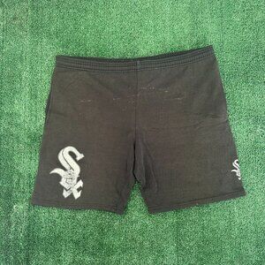 Vintage 90s Chicago White Sox Sweat Shorts MLB Baseball Logo Black M Athleisure